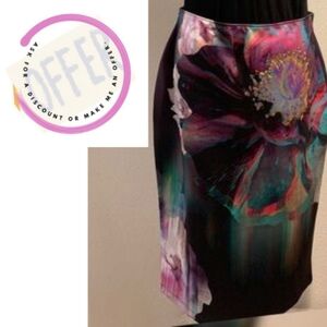 Apt. 9 Black and Pink Floral Pencil Skirt